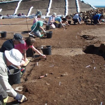 Volunteers hard at work in a trowelling line. © Copyright ARS Ltd 2018