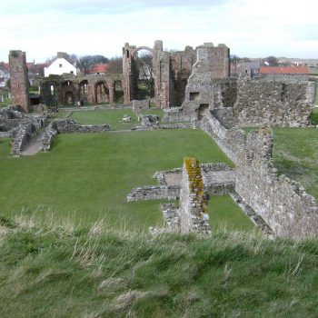 A photograph of Lindisfarne Priory, surveyed as part of the North East Rapid Coastal Zone Assessment. © Copyright ARS Ltd 2018