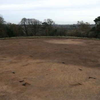 A high-level photograph taken of an Iron Age roundhouse on a site near Morpeth, Northumberland. © Copyright ARS Ltd 2018