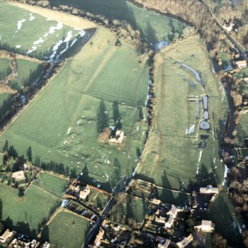 Ayton castle with associated earthworks including fishponds (65095). NMR SE 9885/3 NMR 12618/6 06-JAN-1995 © Crown copyright. NMR