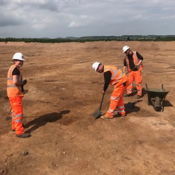 Cleaning the Neolithic structure. © Copyright ARS Ltd 2018