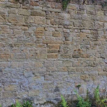 One of the rows of holes within the walled garden north-facing wall. © Copyright ARS Ltd 2020