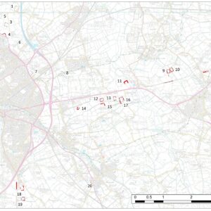 Roman camps and forts east of Chester along the Chester-Middlewich Roman road. © Copyright ARS Ltd 2021.