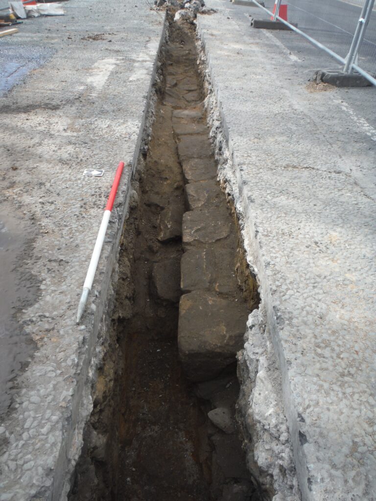 The view of Hadrian's Wall looking west across Trench 1 © Copyright ARS Ltd 2021