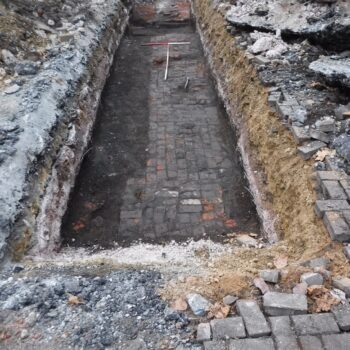 Internal brick floor surface of the Salford Iron Works associated with the mid-19th century phase of the works © Copyright ARS Ltd 2022