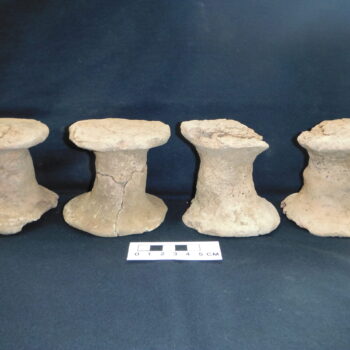 Cylindrical fired clay pillars excavated during investigations at Lochinver potentially for use during prehistoric salt-panning © Copyright ARS Ltd 2022